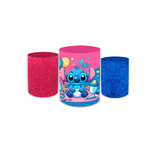 Trio Capas de Cilindros Sublimados Decorativo Tema Lilo e Stitch Decoração Festa Infantil