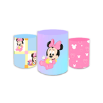 Trio Capas de Cilindros Sublimados Decorativo Tema Infantil Menina Minnie Mouse Decoração