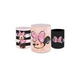 Trio Capas de Cilindros Sublimados Decorativo Tema Infantil Menina Minnie Mouse Decoração