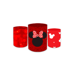 Trio Capas De Cilindros Sublimados Decorativo Tema Infantil Menina Minnie Mouse Decoração