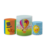 Trio Capas de Cilindros Sublimados Decorativo Tema Mundo Bita Decoração Festa Infantil