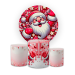 Kit Capa Painel Redondo + Trio Capas de Cilindros Decorativo Tema Feliz Natal Data Especial Comemoração