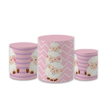 Trio Capas de Cilindros Sublimados Decorativo Tema Ovelhinha Cute Decoração Festa