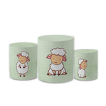 Trio Capas de Cilindros Sublimados Decorativo Tema Ovelhinha Cute Decoração Festa