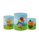 Trio Capas de Cilindros Sublimados Decorativo Tema Palhaço Plim Decoração Festa Infantil