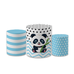 Trio Capas de Cilindros Sublimados Decorativo Tema Pandinha Ursinho Decoração Festa Infantil