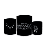 Trio Capas de Cilindros Sublimados Decorativo Tema Pantera Negra Herói Wakanda Forever Decoração