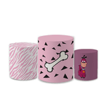 Trio Capas de Cilindros Sublimados Decorativo Tema Pedrita Flinstons Decoração Festa Infantil