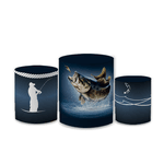 Trio Capas de Cilindros Sublimados Decorativo Tema Pescador Decoração Festa