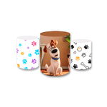 Trio Capas de Cilindros Sublimados Decorativo Tema Pets Animais Decoração Festa Infantil