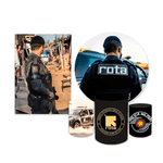 Kit Casadinho Capa Painel Redondo + Retangular + Trio Capas de Cilindro Tema Policia Militar Decoração Exército Bope