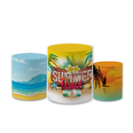 Trio Capas de Cilindros Sublimados Decorativo Tema Praia Verão Decoração