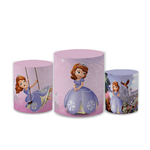 Trio Capas de Cilindros Sublimados Decorativo Tema Princesa Sofia Decoração Infantil