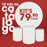 Kit Promocional Conjunto 10 Unid. Capa Painel Redondo + Trio Capas de Cilindro Sublimado Malha Temas Váriados Catálogo