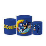 Trio Capas de Cilindros Sublimados Decorativo Tema Sonic Ouriço Decoração Festa