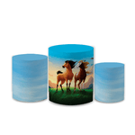 Trio Capas de Cilindros Sublimados Decorativo Tema Spirit Cavalo Indomável Decoração Festa