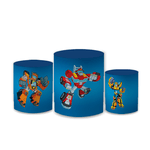 Trio Capas de Cilindros Sublimados Decorativo Tema Transformers Decoração Festa
