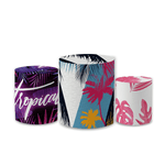 Trio Capas de Cilindros Sublimados Decorativo Tema Tropical Decoração Festa