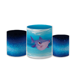 Trio Capas de Cilindros Sublimados Decorativo Tema Tubarão Decoração Festa Infantil