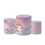 Trio Capas de Cilindros Sublimados Decorativo Tema Unicornio Decoração Festa