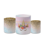 Trio Capas de Cilindros Sublimados Decorativo Tema Unicornio Decoração Festa