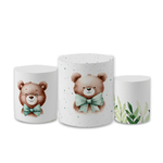 Trio Capas de Cilindros Sublimados Decorativo Tema Ursinhos Cute Menino Menina Decoração Infantil Festa