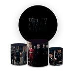 Kit Capa Painel Redondo + Trio Cilindros Decoração Festa Aniversário Tema Série Peaky Blinders
