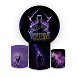 Kit Capa Painel Redondo + Trio Cilindros Decoração Festa Aniversário Tema FIlme Pantera Negra 