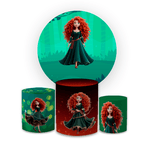 Kit Capa Painel Redondo + Trio Cilindros Decoração Festa Aniversário Infantil Tema Valente