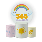 Kit Capa Painel Redondo + Trio Cilindros Decoração Aniversário Festa Infantil 365 Sorrisos Menina
