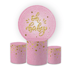 Kit Capa Painel Redondo + Trio Cilindros Decoração Festa Cha de Bebê Oh Baby 