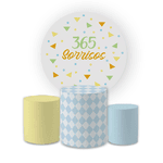 Kit Capa Painel Redondo + Trio Cilindros Decoração Aniversário Festa Infantil 365 Sorrisos 