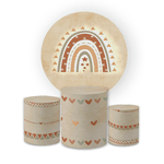 Kit Capa Painel Redondo + Trio Cilindros Decoração Festa Arco Iris Boho 