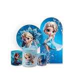  Kit Casadinho Capa Painel Redondo + Romano + Trio Capas de Cilindro Tema Frozen 