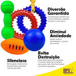 Kit Brinquedos Porte Médio Halter Anel Bola Futebol Americano Cabo de Guerra Bola - Big Bull Pet