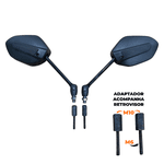 Retrovisor Retangular Mini (Retrátil) AWA (C/ Adaptador ØM10/ØM6) | Cor: Preto