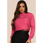 Blusa de Moletom Feminino Bordado Pink | La Vien Rose 