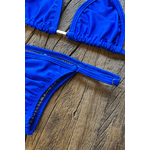 Biquíni Cortininha Marquinha de Fita Shini Azul Marinho Regulagem