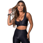 Conjunto Canelado Top Alça Larga Puxar No Decote E Short Básico Preto- Ref.011