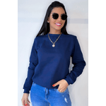 Blusa De Moletom Feminino Gola Careca Azul Marinho