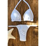 Biquíni Cortininha Marquinha de Fita Branco Off Canelado