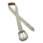 CINTO EM COURO OFF WHITE BORDADO CRUZ COM STRASS