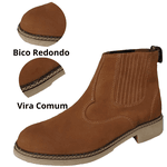 Botina Oliveira Vira Comum Bico Redondo Nobuk Oliva