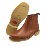 Botina Oliveira Vira Comum Bico Quadrado Graxa Caramelo