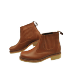 Botina Oliveira Vira Comum Bico Quadrado Graxa Caramelo