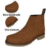 Botina Oliveira Vira Comum Bico Quadrado Nobuk Oliva