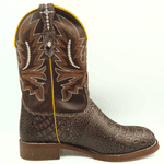 Bota Texana Jacaré Cafe Dubai/fóssil Chocolate Com Vivo Amarelo