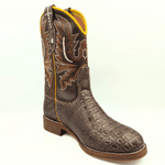 Bota Texana Jacaré Cafe Dubai/fóssil Chocolate Com Vivo Amarelo