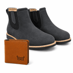 Kit Brahman Boots: Botina Braquiado Preto + Carteira Conhaque