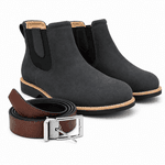 Kit Brahman Boots: Botina Braquiado Preto + Cinto Dupla Face